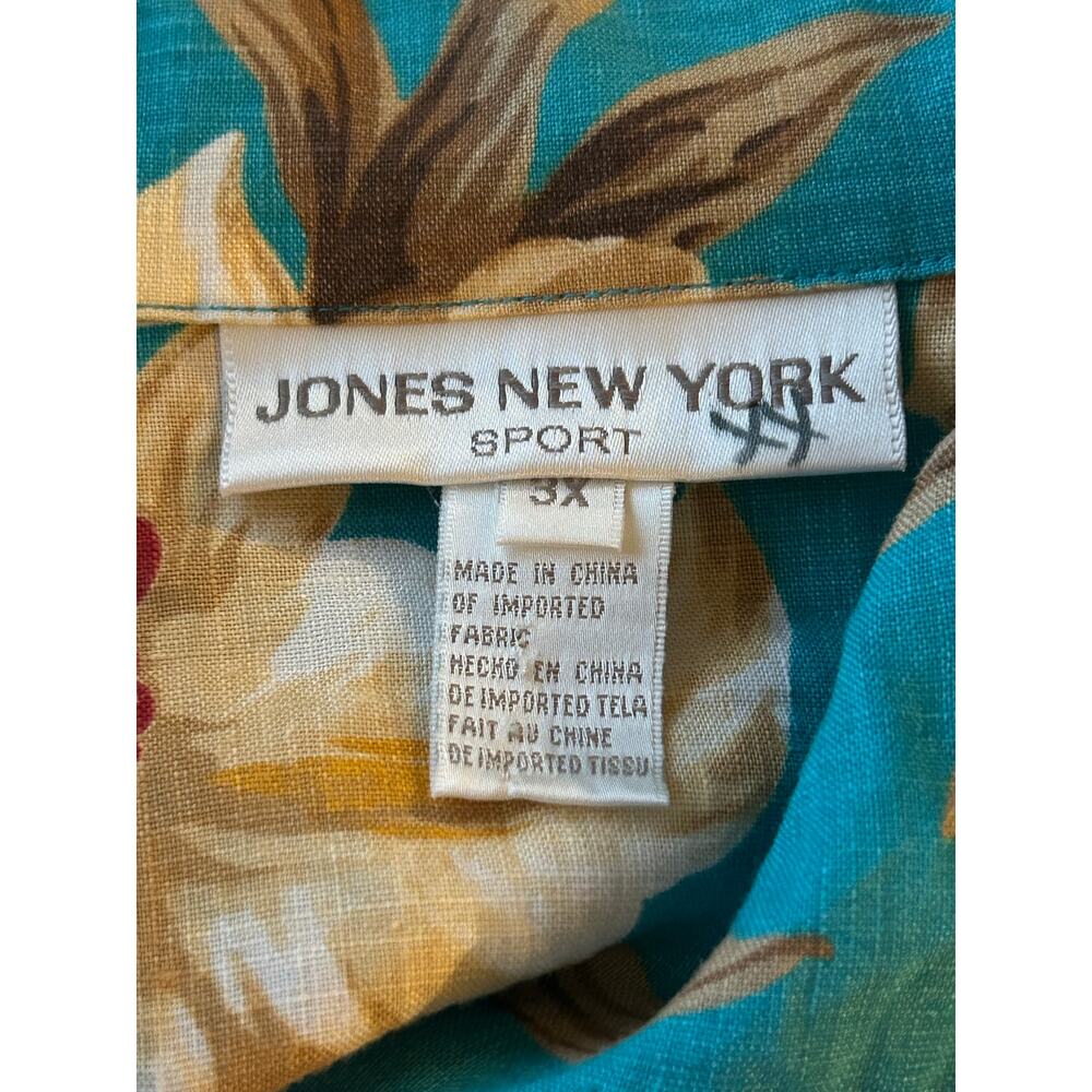 Jones New York Sport button up Linen Hawaiian shirt 3X Beachy travel tropical - Picture 4 of 6